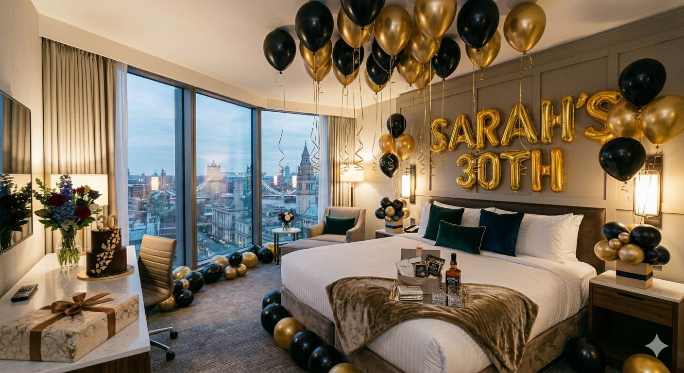 Black and Gold 30th Birthday Suite